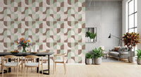 Bold Textured Hand Painted Geometries Grandmillennial Delight Soft Wallpaper⁠