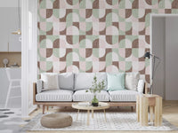 Bold Textured Hand Painted Geometries Grandmillennial Delight Soft Wallpaper⁠