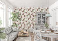 Bold Textured Hand Painted Geometries Grandmillennial Delight Soft Wallpaper⁠