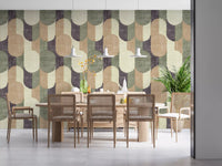 Mid Century Textured Hand Painted Geometries Curated Harmony Tones Wallpaper⁠