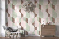 Mid Century Textured Hand Painted Geometries Grandmillennial Delight Soft Wallpaper⁠