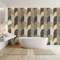 Mid Mod Textured Hand Painted Geometries Curated Harmony Tones Wallpaper⁠