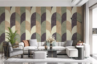 Mid Mod Textured Hand Painted Geometries Curated Harmony Tones Wallpaper⁠