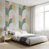 Mid Mod Textured Hand Painted Geometries Beautifully Balanced Wallpaper⁠