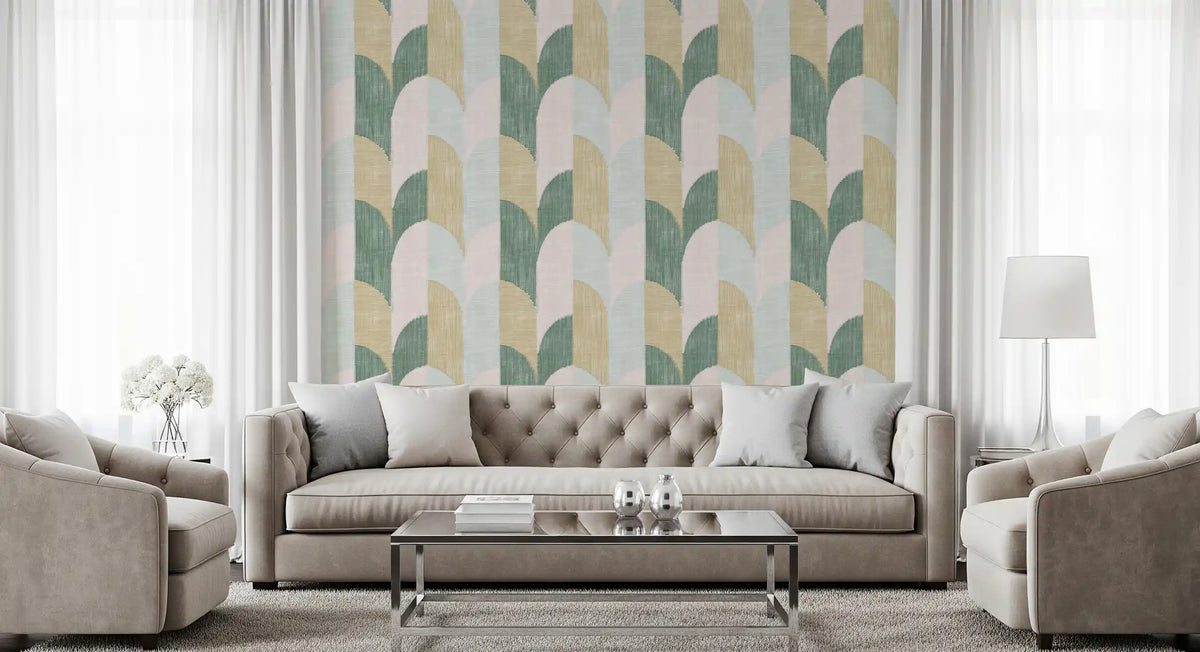 Mid Mod Textured Hand Painted Geometries Beautifully Balanced Wallpaper⁠