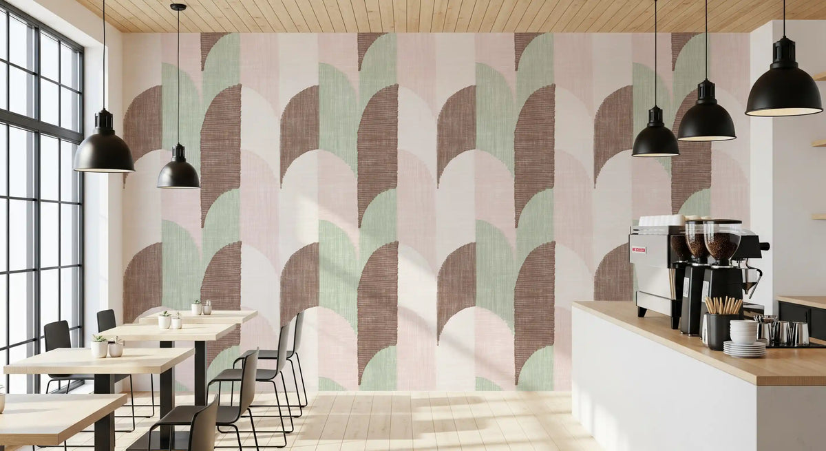 Mid Mod Textured Hand Painted Geometries Grandmillennial Delight Soft Wallpaper⁠