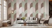 Mid Mod Textured Hand Painted Geometries Grandmillennial Delight Soft Wallpaper⁠
