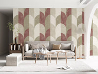 Mid Mod Textured Hand Painted Geometries Rustic Farmhouse Earthy Tones Wallpaper⁠