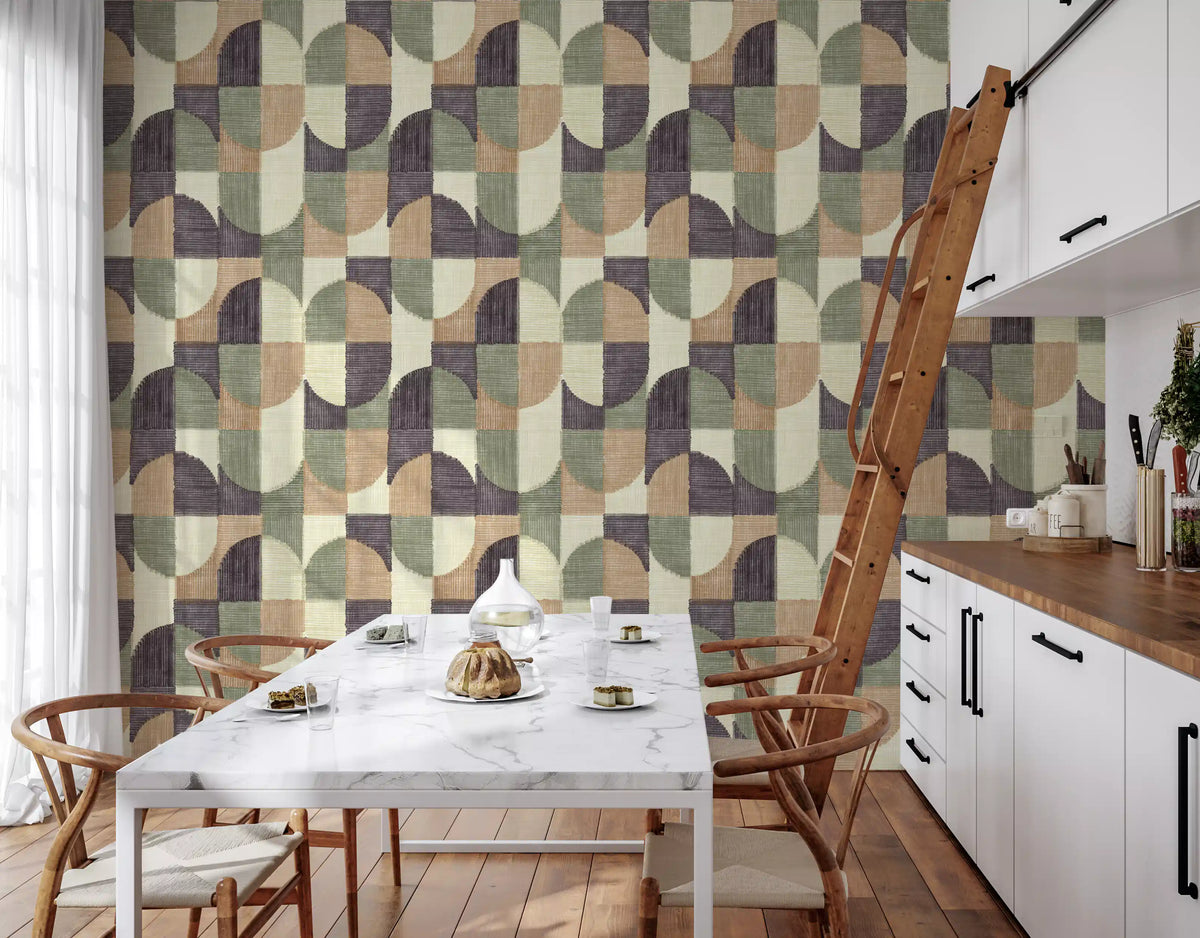 Tiled Textured Hand Painted Geometries Curated Harmony Tones Wallpaper⁠