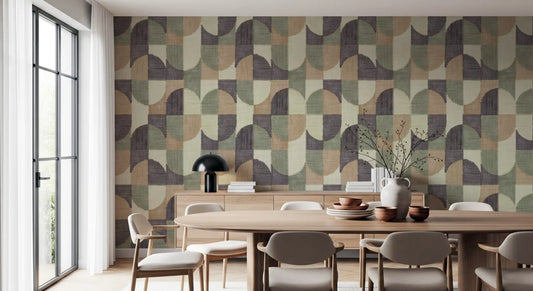 Tiled Textured Hand Painted Geometries Curated Harmony Tones Wallpaper⁠