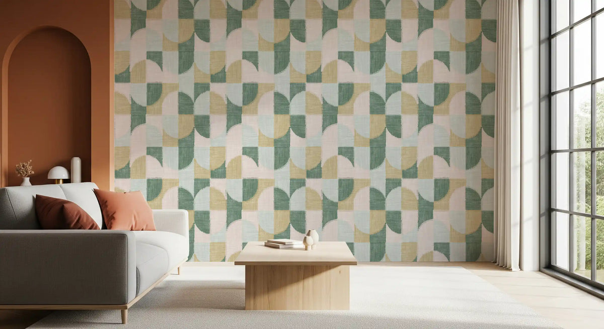 Tiled Textured Hand Painted Geometries Beautifully Balanced Wallpaper⁠