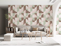 Tiled Textured Hand Painted Geometries Grandmillennial Delight Soft Wallpaper⁠
