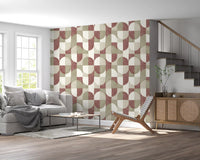Tiled Textured Hand Painted Geometries Rustic Farmhouse Earthy Tones Wallpaper⁠