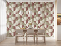 Tiled Textured Hand Painted Geometries Rustic Farmhouse Earthy Tones Wallpaper⁠