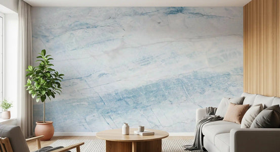 Azure Marble Vein Slab Wall Mural