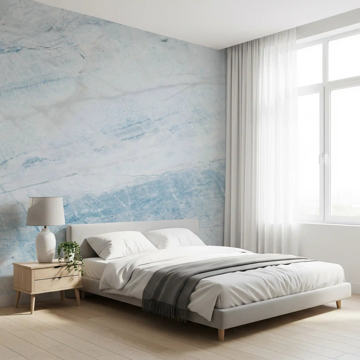 Azure Marble Vein Slab Wall Mural
