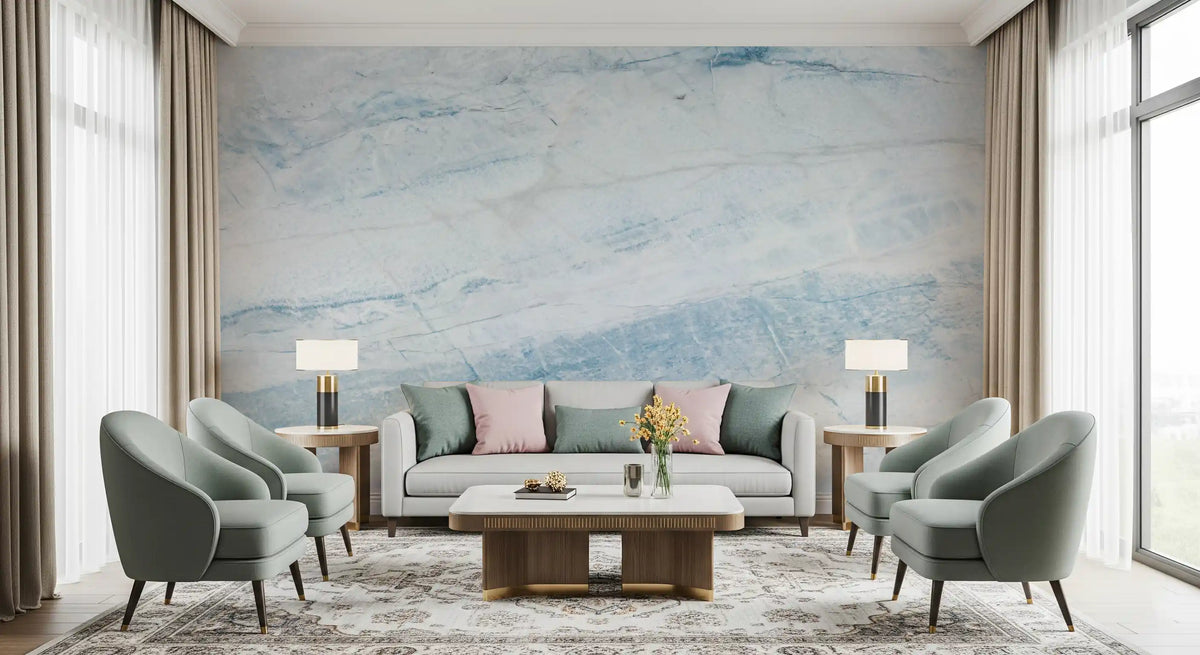 Azure Marble Vein Slab Wall Mural