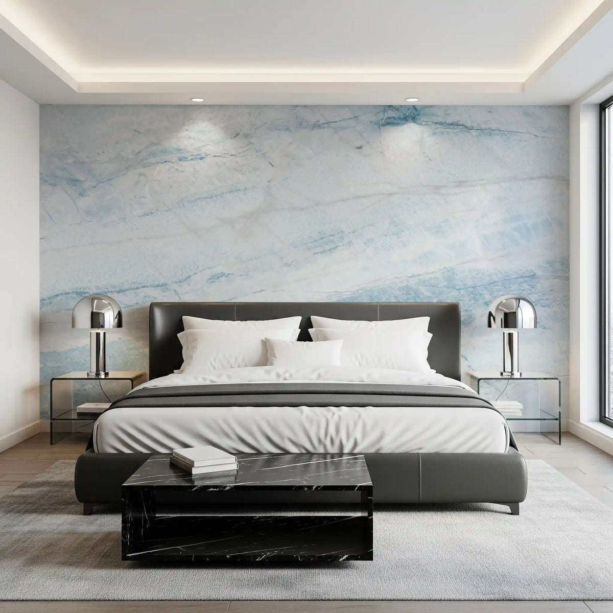 Azure Marble Vein Slab Wall Mural