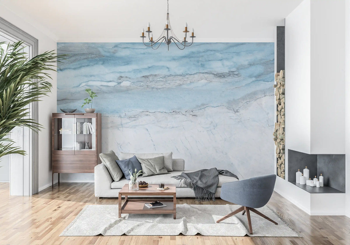 Cerulean Veined Marble Wall Mural