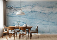Ethereal Azure Veined Stone Wall Mural