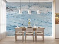 Ethereal Azure Veined Stone Wall Mural