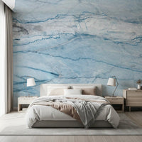 Ethereal Azure Veined Stone Wall Mural