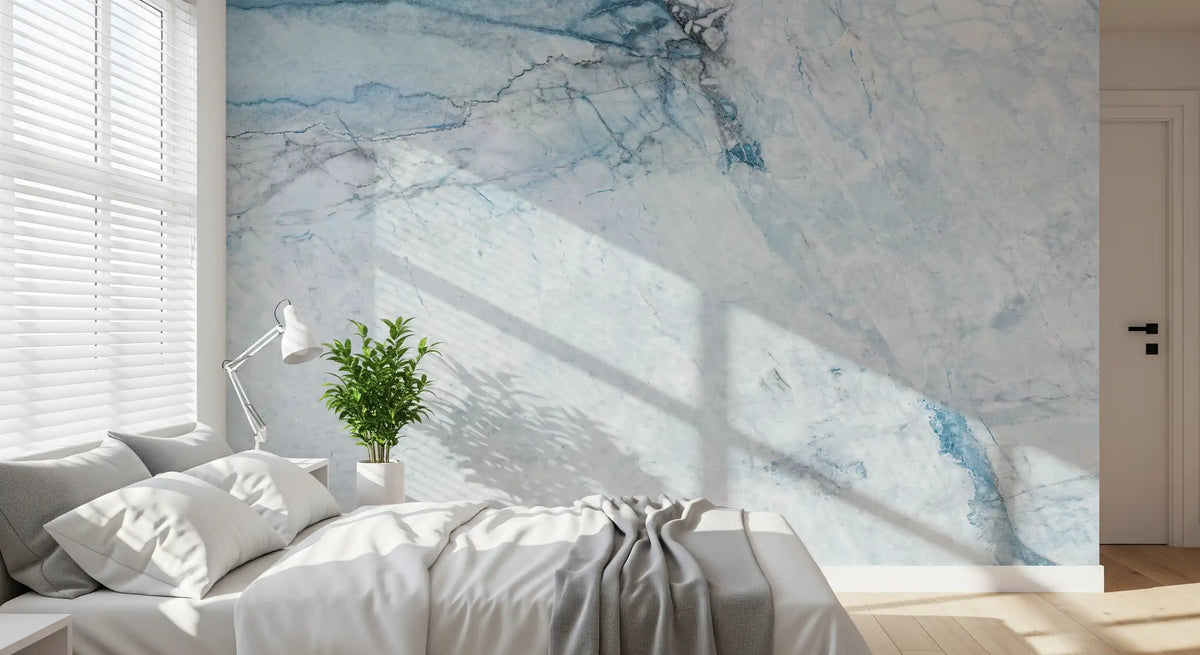 Cool Blue Marble Veins Wall Mural