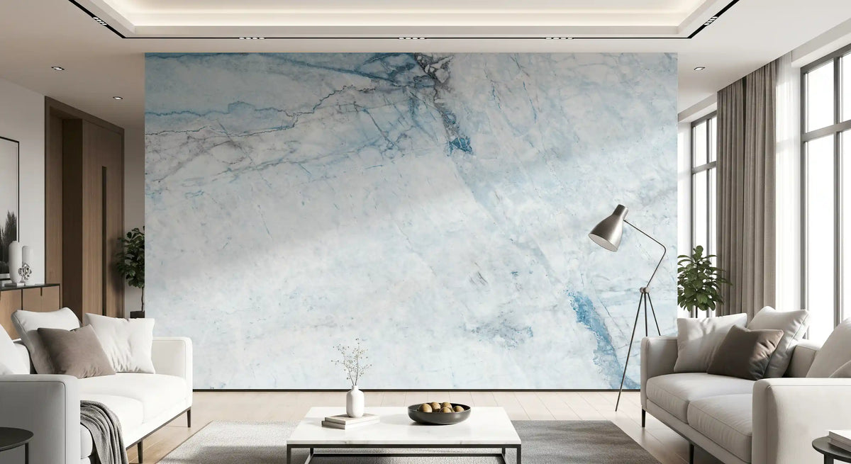 Cool Blue Marble Veins Wall Mural