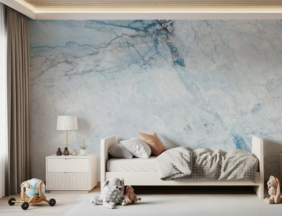 Cool Blue Marble Veins Wall Mural