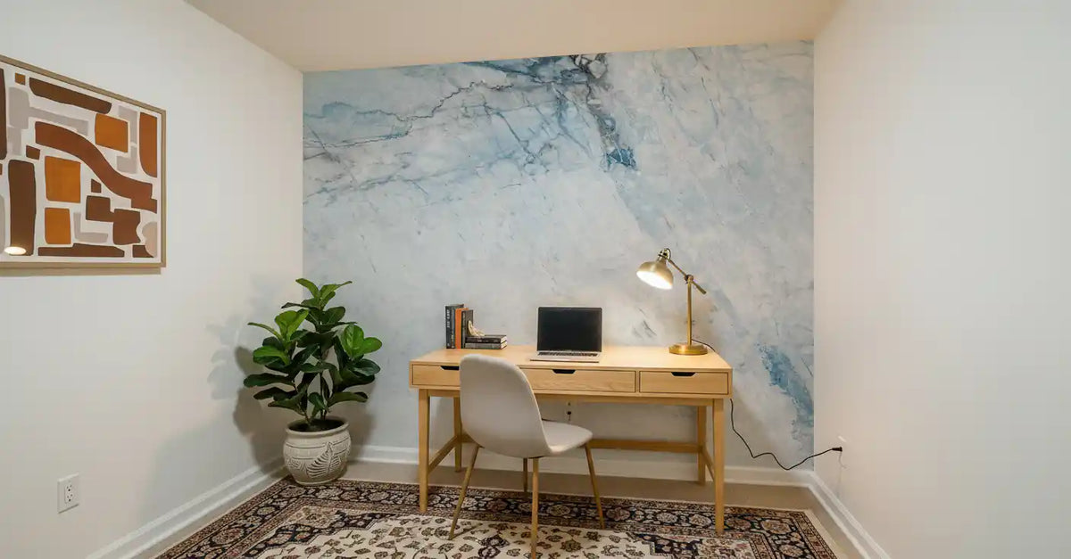 Cool Blue Marble Veins Wall Mural