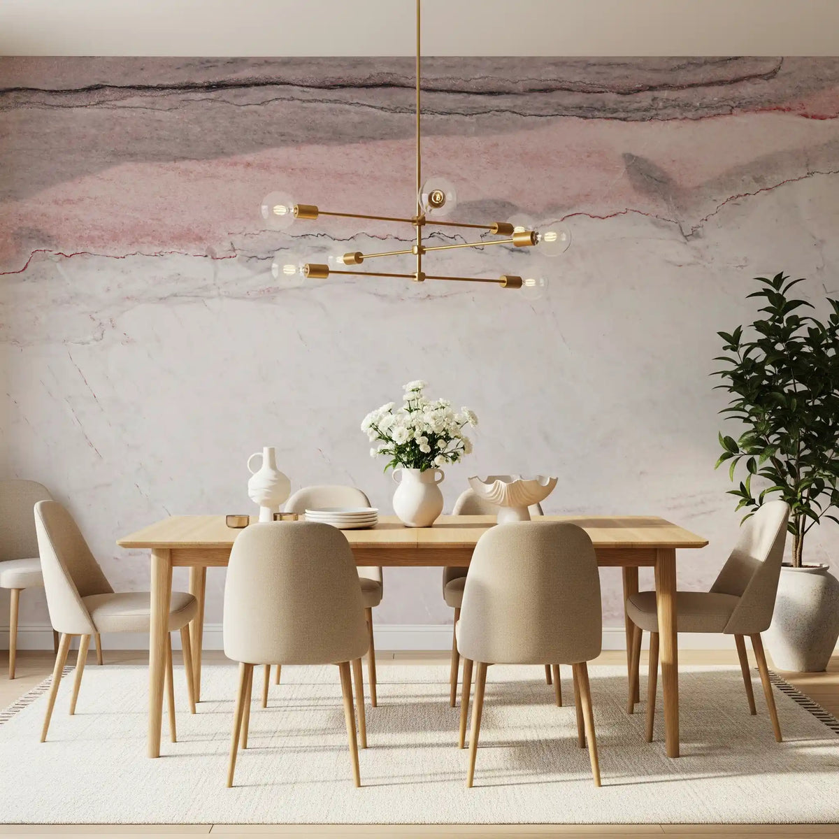 Rose Quartz Marble Vein Wall Mural