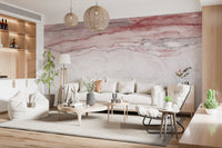 Rose Quartz Veined Marble Wall Mural
