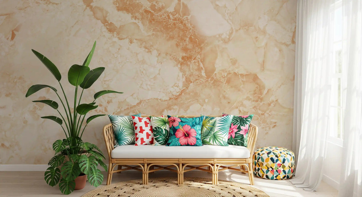 Natural Cream Marble Stone Texture Wall Mural