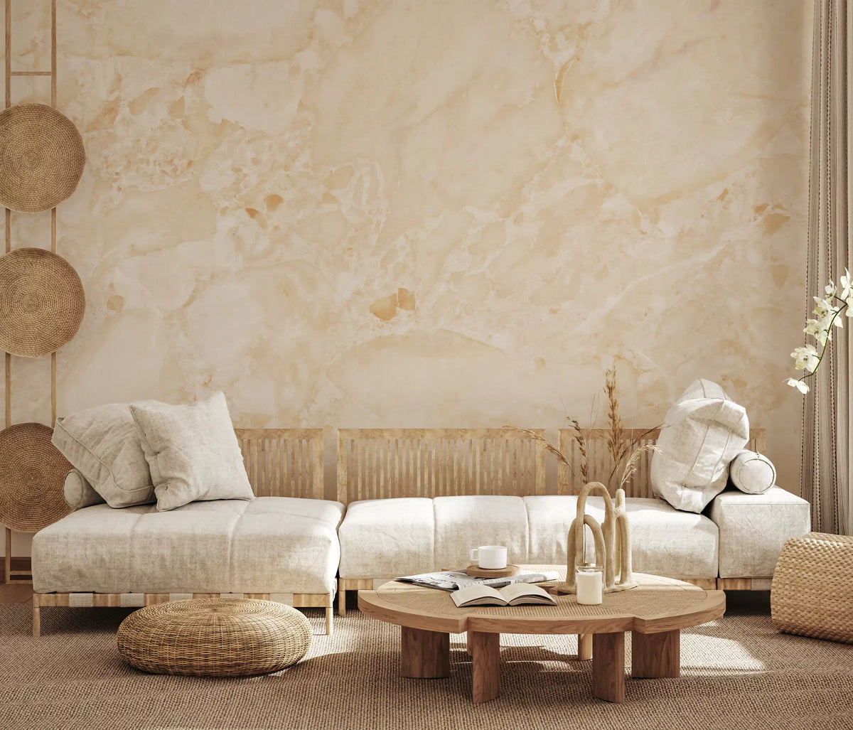 Cream Stone Texture Surface Wall Mural