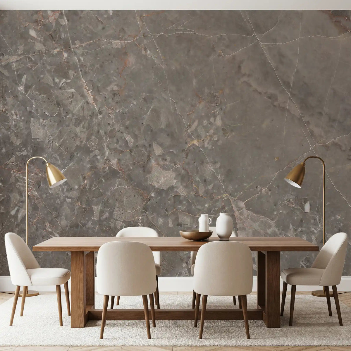 Smoky Grey Marble Texture Wall Mural
