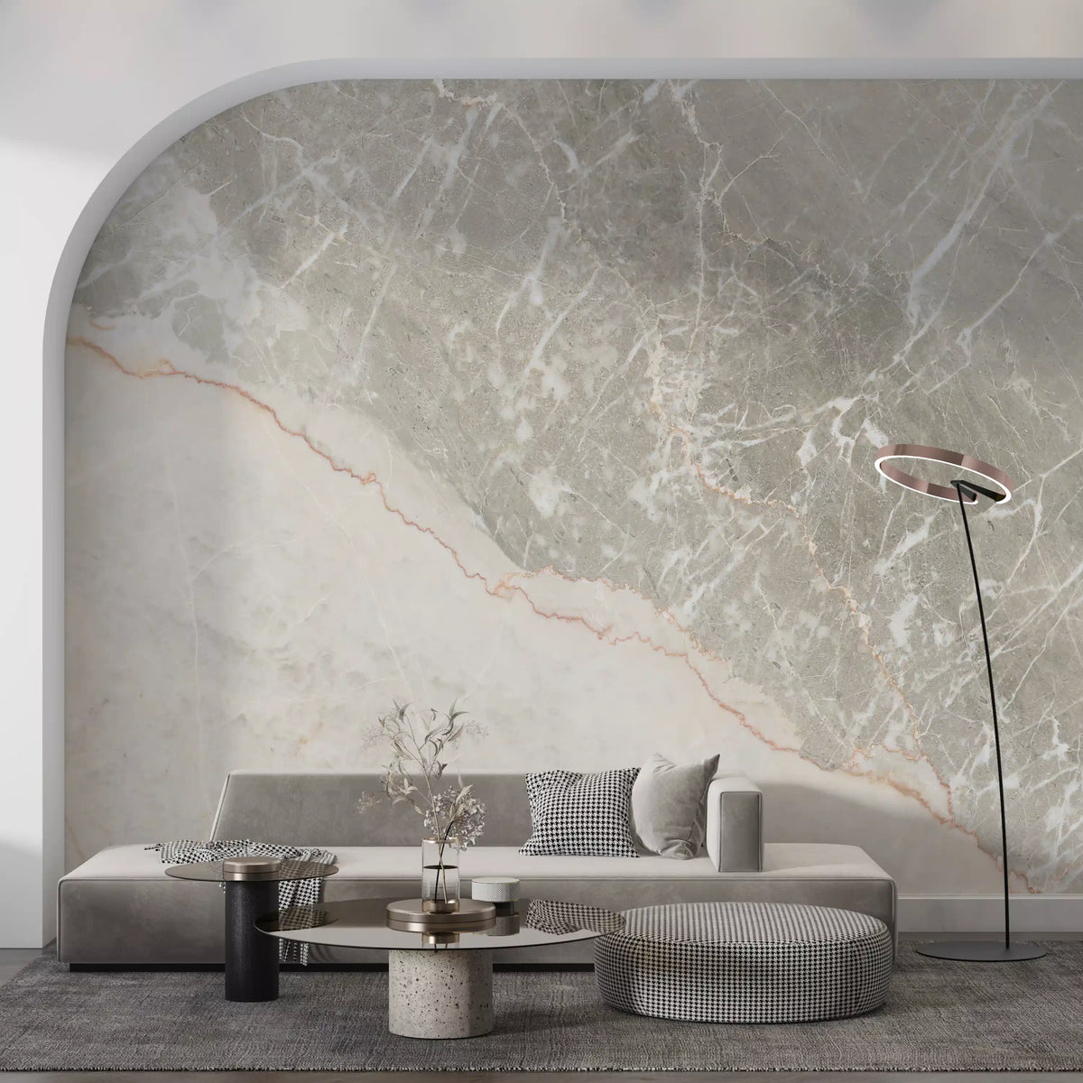 Serene Grey Marble Veining Wall Mural