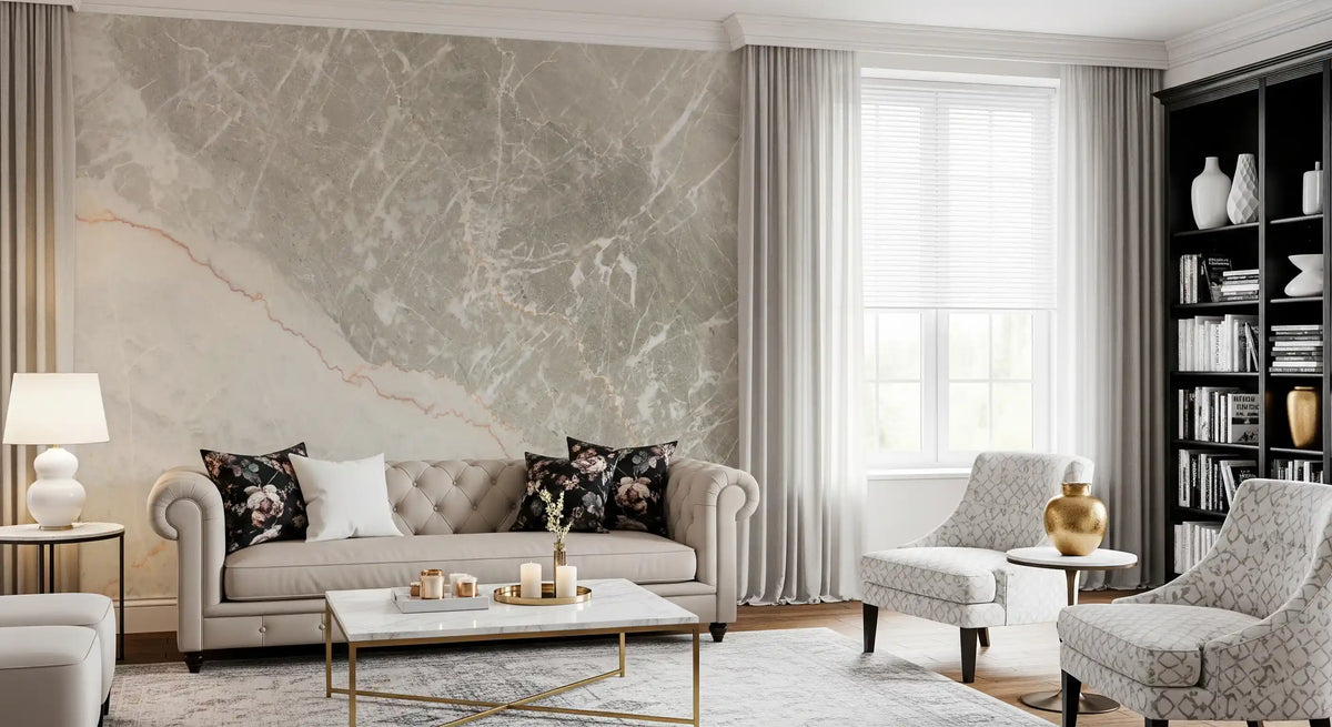 Serene Grey Marble Veining Wall Mural