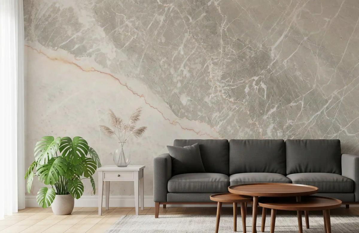 Serene Grey Marble Veining Wall Mural