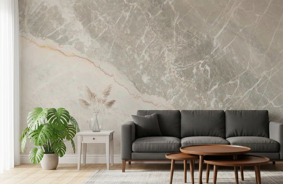Serene Grey Marble Veining Wall Mural