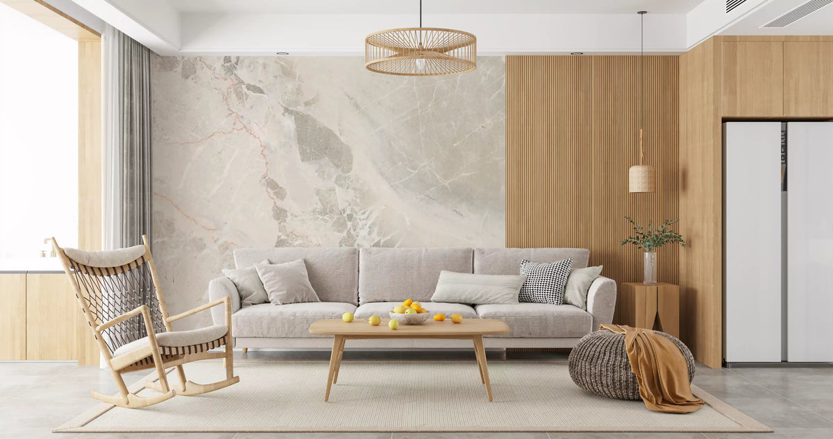 Natural Cream and Gray Marble Slab Wall Mural