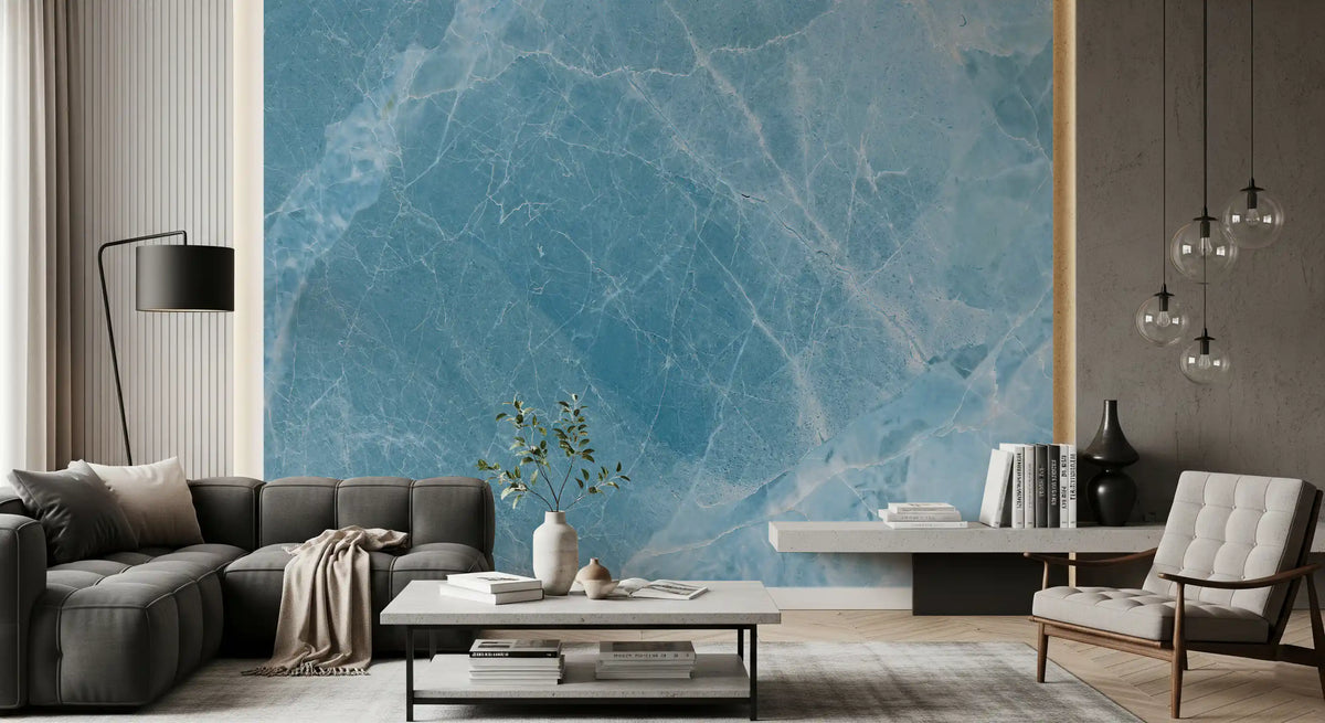 Cerulean Veined Stone Wall Mural