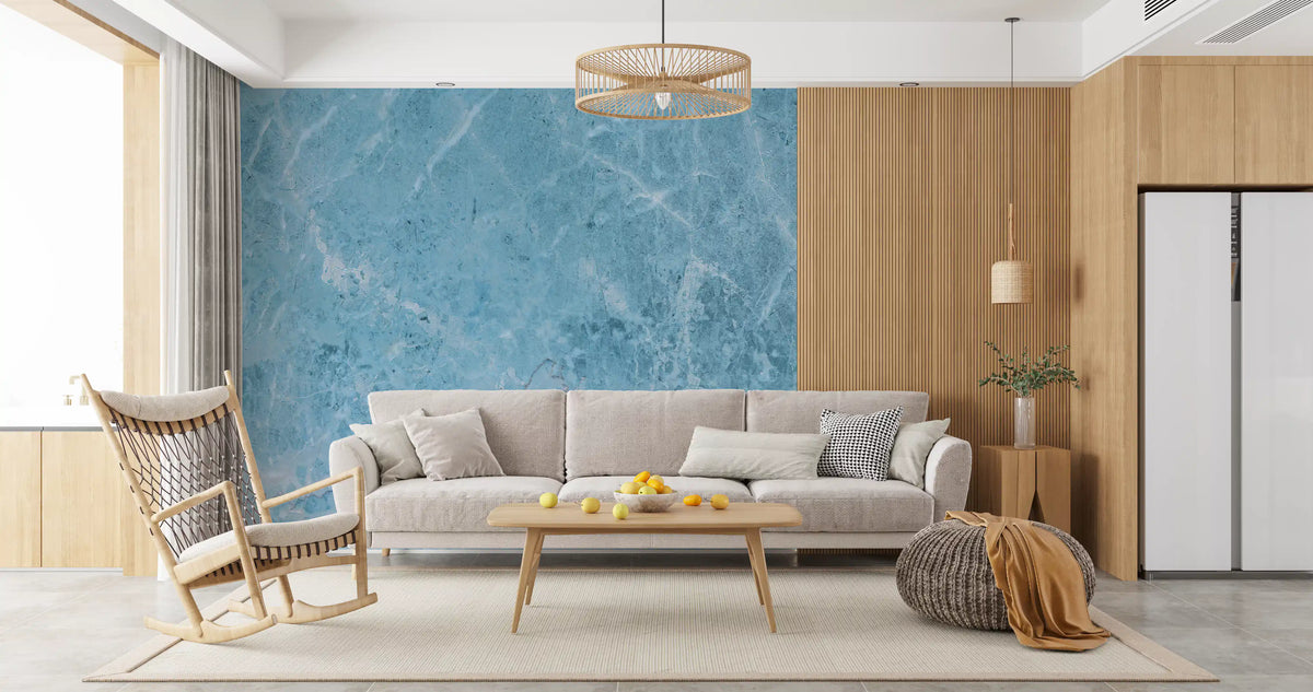 Azure Marble Vein Texture Wall Mural