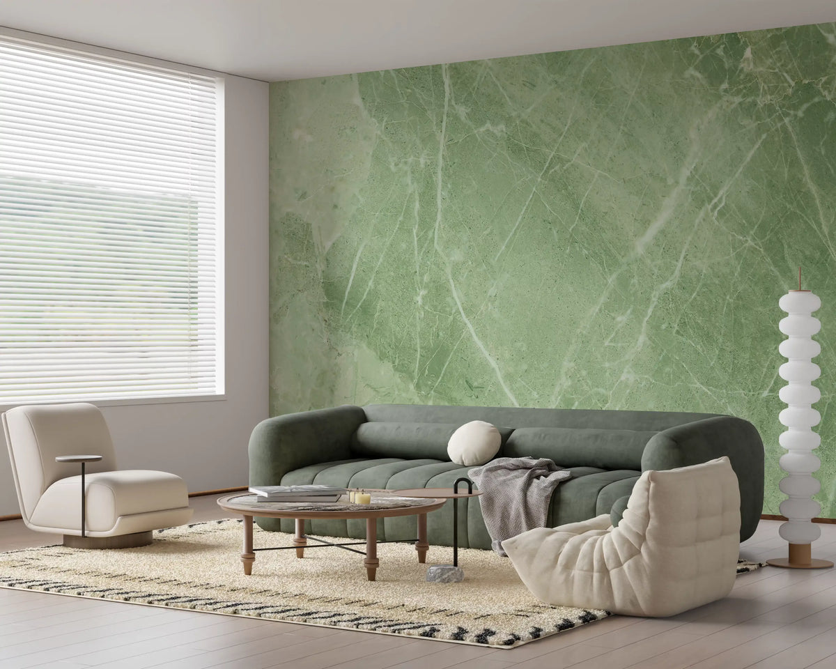 Sage Green Veined Marble Stone Wall Mural