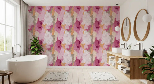 Contemporary Blush and Rose Paint Layers Wallpaper⁠