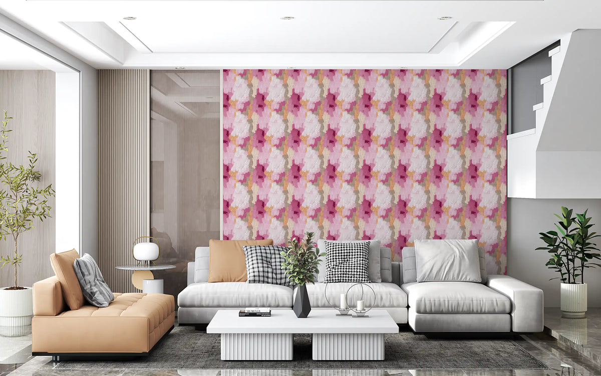 Contemporary Blush and Rose Paint Layers Wallpaper⁠