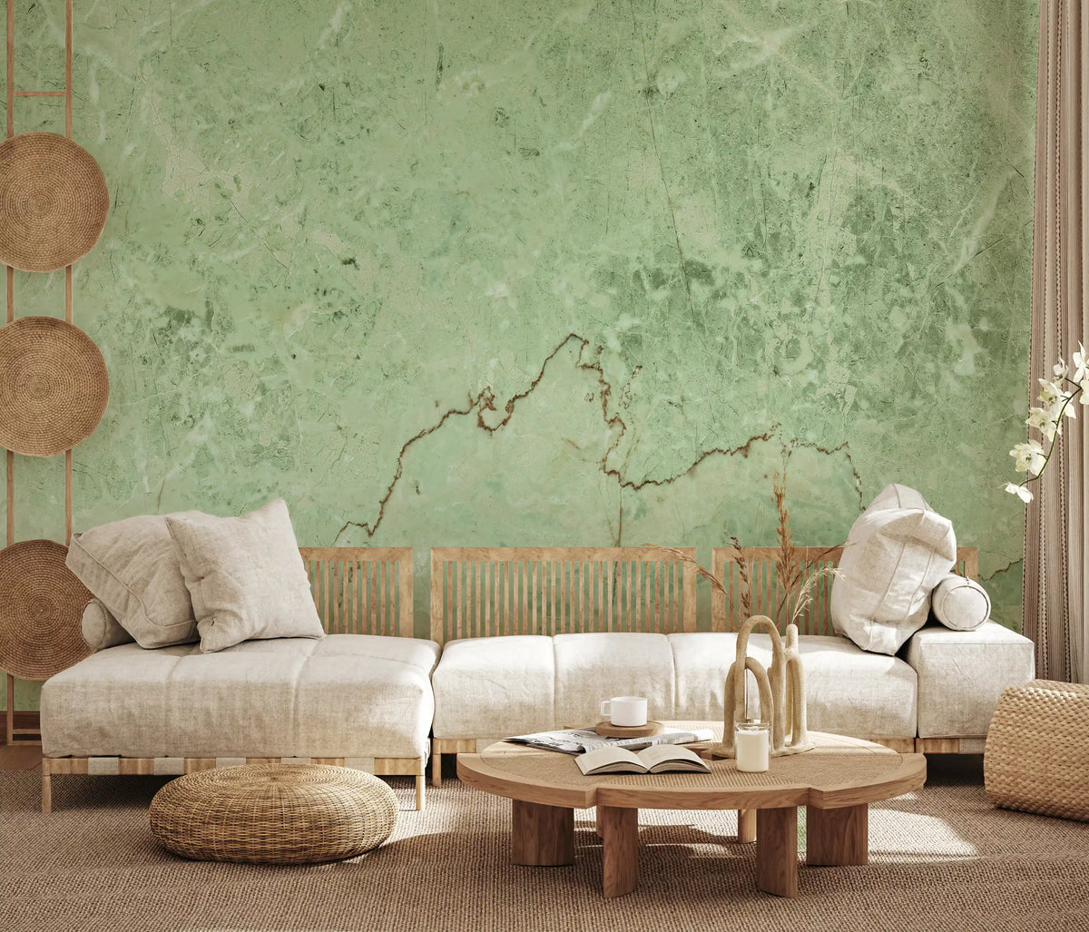 Sage Marble Vein Texture Wall Mural