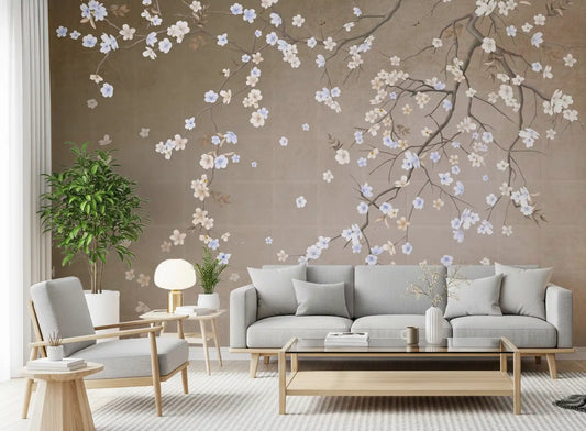 Minimalist Floating Petals Wall Mural