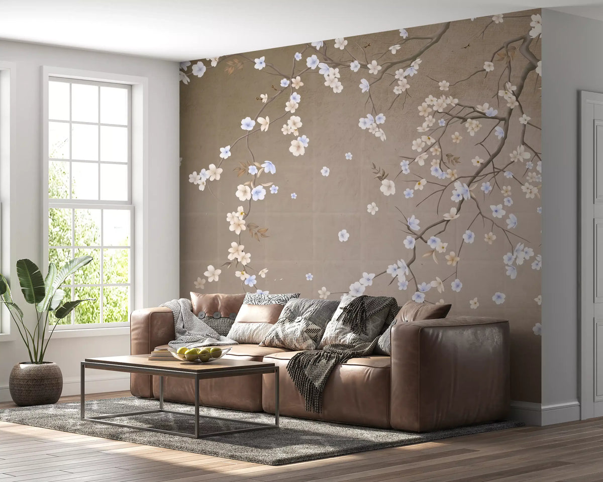 Minimalist Floating Petals Wall Mural