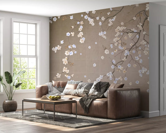 Minimalist Floating Petals Wall Mural