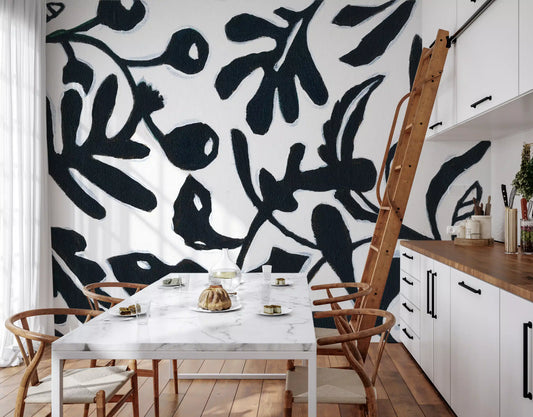 Ink Bloom Botanical Silhouette Wall Mural